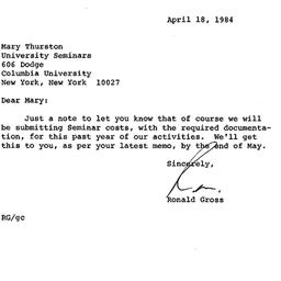 Correspondence, 1984-04-18....