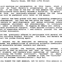 Announcements, 1987-01-20. ...