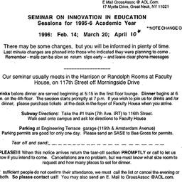Announcements, 1996-02-14. ...