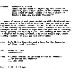 Announcements, 1972-03-29. ...