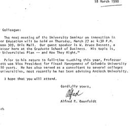 Announcements, 1980-03-18. ...