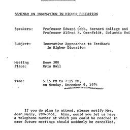 Announcements, 1974-11-26. ...