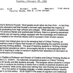 Announcements, 1992-02-18. ...