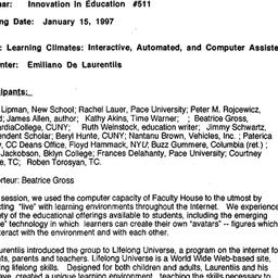 Minutes, 1997-01-15. Innova...
