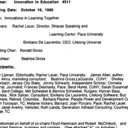 Minutes, 1996-10-16. Innova...