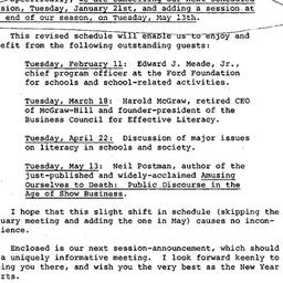 Announcements, 1986-01-07. ...