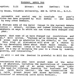 Announcements, 1985-04-09. ...