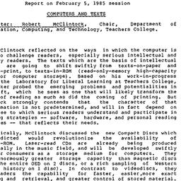 Minutes, 1985-02-05. Innova...