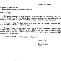 Announcements, 1990-04-20. ...