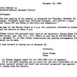 Announcements, 1990-12-20. ...