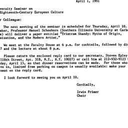 Announcements, 1991-04-01. ...