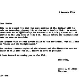 Announcements, 1964-01-15. ...