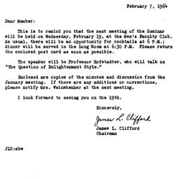 Announcements, 1964-01-07. ...