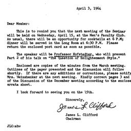 Announcements, 1964-04-03. ...