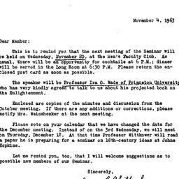 Announcements, 1963-11-04. ...