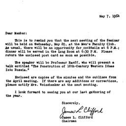 Announcements, 1964-05-07. ...