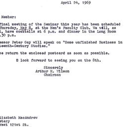 Announcements, 1969-04-24. ...