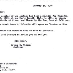 Announcements, 1969-01-31. ...
