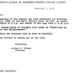 Announcements, 1969-02-03. ...