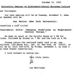Announcements, 1993-10-15. ...