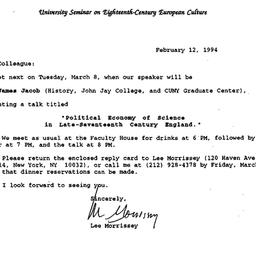 Announcements, 1994-02-12. ...