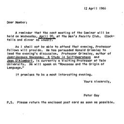 Announcements, 1966-04-12. ...