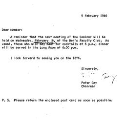 Announcements, 1966-02-09. ...