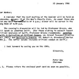 Announcements, 1966-01-10. ...