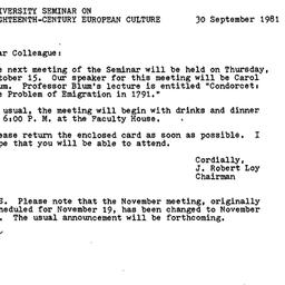 Announcements, 1981-09-30. ...