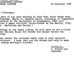 Announcements, 1982-02-23. ...