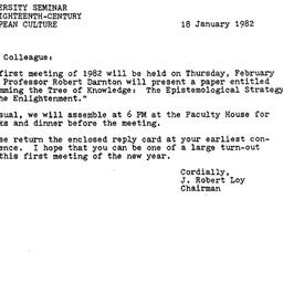 Announcements, 1982-01-18. ...