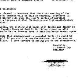 Announcements, 1981-09-11. ...