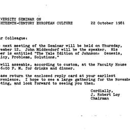 Announcements, 1981-10-22. ...