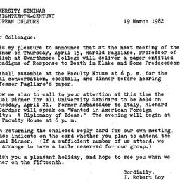 Announcements, 1982-03-19. ...