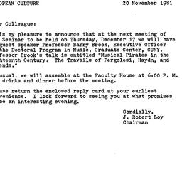 Announcements, 1981-11-20. ...