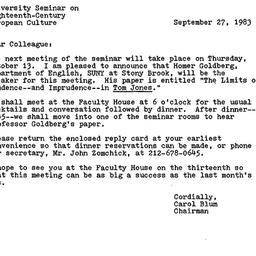 Announcements, 1983-09-27. ...