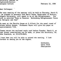 Announcements, 1984-02-22. ...