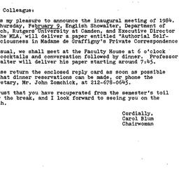 Announcements, 1984-01-23. ...