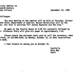 Announcements, 1986-09-23. ...
