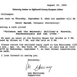 Announcements, 1994-09-08. ...