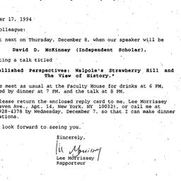 Announcements, 1994-11-17. ...