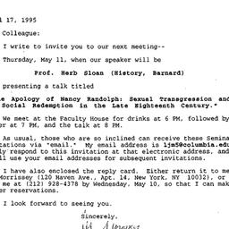 Announcements, 1995-04-17. ...