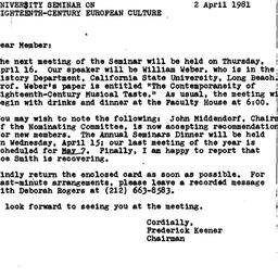 Announcements, 1981-04-02. ...