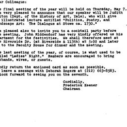 Announcements, 1981-04-20. ...