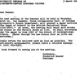 Announcements, 1981-03-03. ...