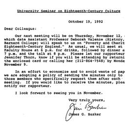 Announcements, 1992-10-19. ...