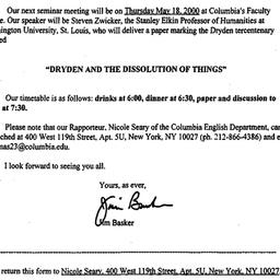 Announcements, 2000-04-29. ...