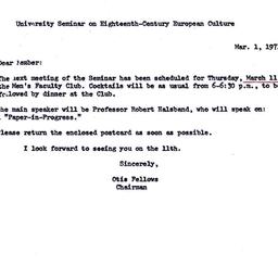 Announcements, 1971-03-01. ...