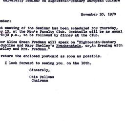 Announcements, 1970-11-30. ...