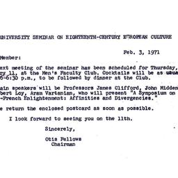 Announcements, 1971-02-03. ...